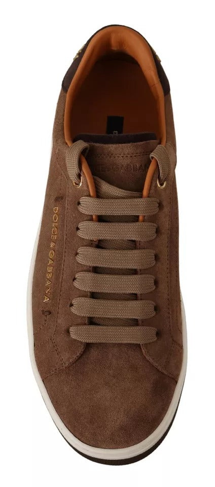 Dolce & Gabbana Brown Suede Logo Low Top Sneakers Men's Shoes-2