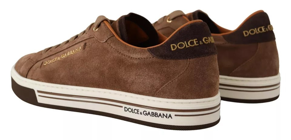 Dolce & Gabbana Brown Suede Logo Low Top Sneakers Men's Shoes-3