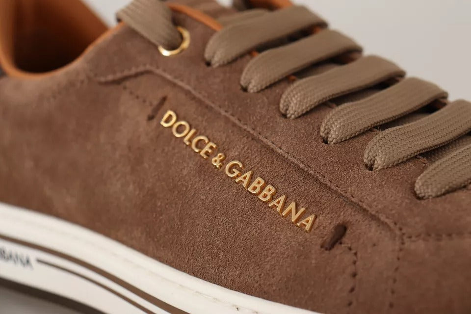 Dolce & Gabbana Brown Suede Logo Low Top Sneakers Men's Shoes-4