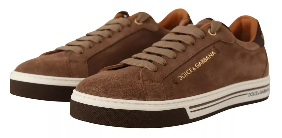 Dolce & Gabbana Brown Suede Logo Low Top Sneakers Men's Shoes-5