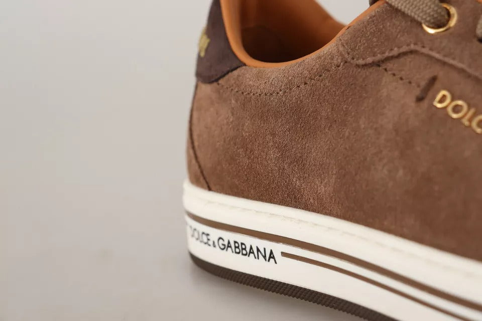Dolce & Gabbana Brown Suede Logo Low Top Sneakers Men's Shoes-6