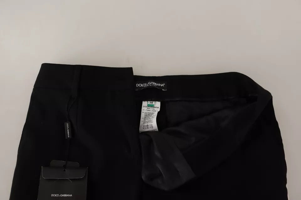 Dolce & Gabbana Schwarz-weiß-gestreifte Woll-Tapered Pants-5