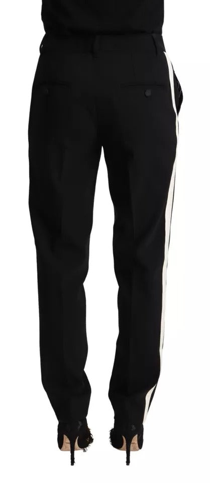 Dolce & Gabbana Schwarz-weiß-gestreifte Woll-Tapered Pants-2