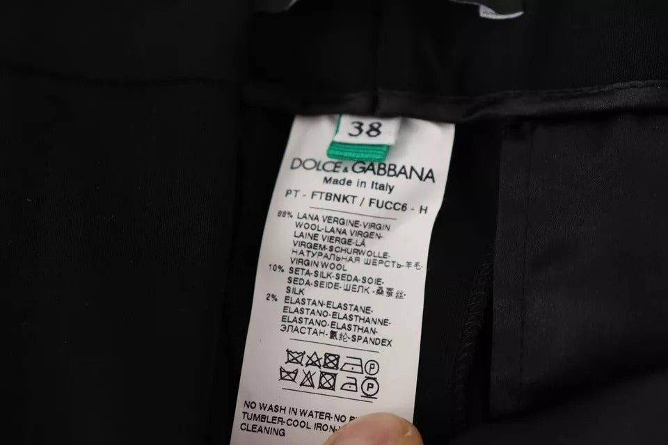 Dolce & Gabbana Schwarz-weiß-gestreifte Woll-Tapered Pants-6