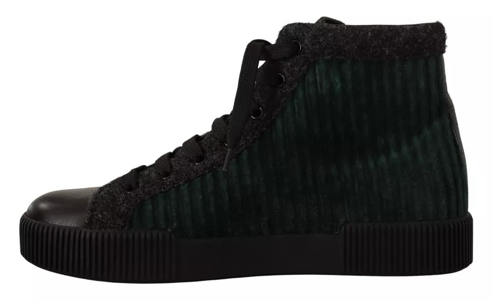 Dolce & Gabbana Green Corduroy High Top Sneakers Men's Casual Shoes-6