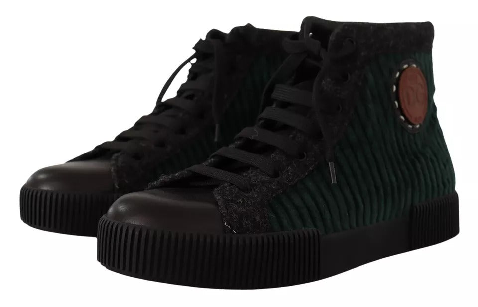 Dolce & Gabbana Green Corduroy High Top Sneakers Men's Casual Shoes-8