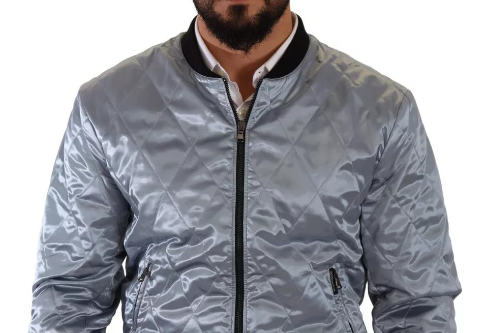 Dolce & Gabbana Light Blue Bomber Coat Men's Jacket-3