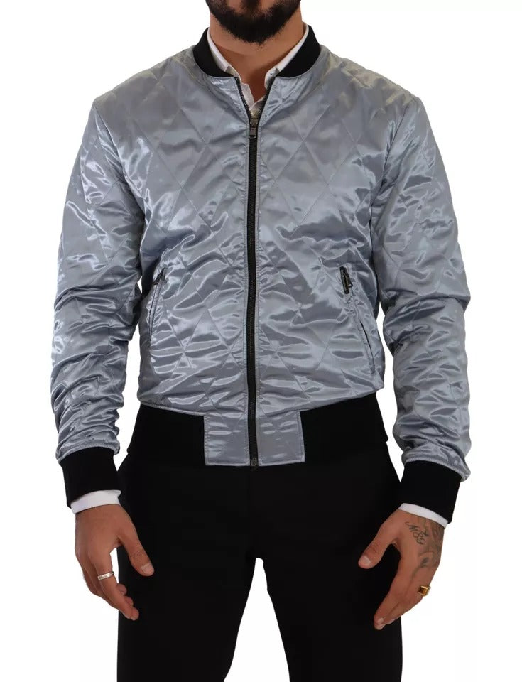 Dolce & Gabbana Light Blue Bomber Coat Men's Jacket-4