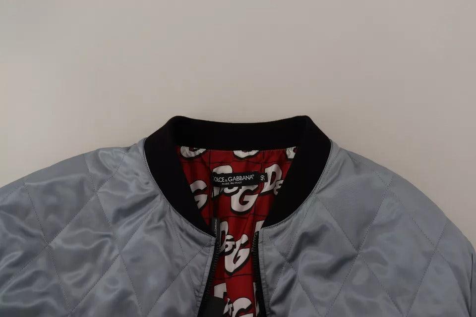 Dolce & Gabbana Light Blue Bomber Coat Men's Jacket-7