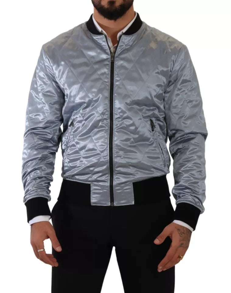 Dolce & Gabbana Light Blue Bomber Coat Men's Jacket-8
