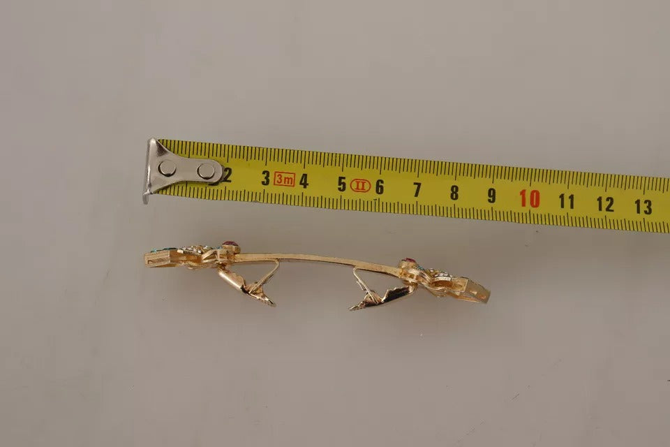 Dolce & Gabbana Gold-plated 925 Sterling Silver Crystal Necklace Stop Brooch-7