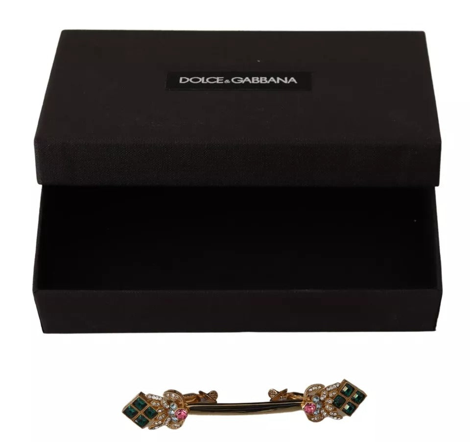 Dolce & Gabbana Gold-plated 925 Sterling Silver Crystal Necklace Stop Brooch-8