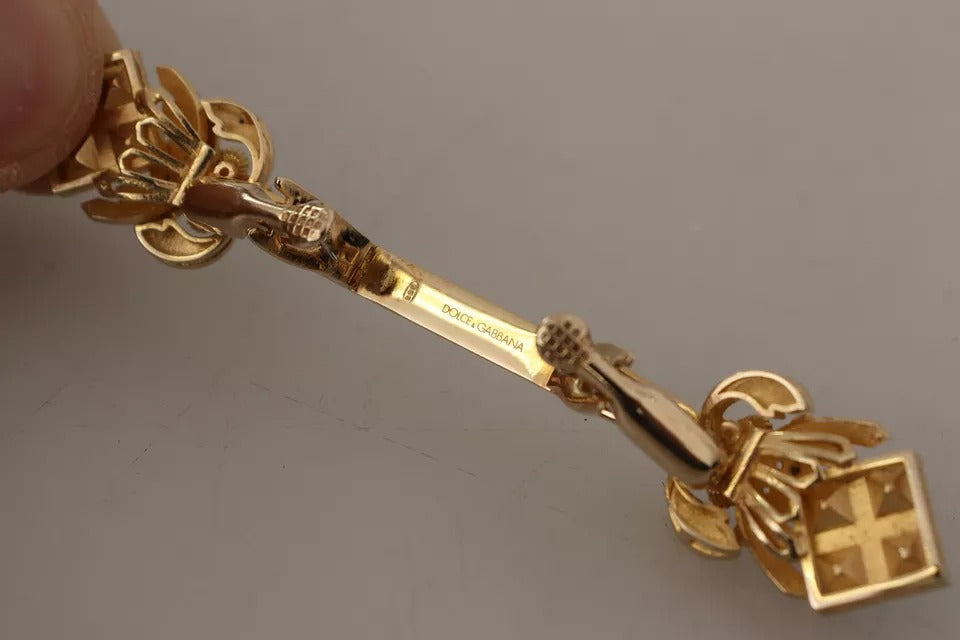 Dolce & Gabbana Gold-plated 925 Sterling Silver Crystal Necklace Stop Brooch-4