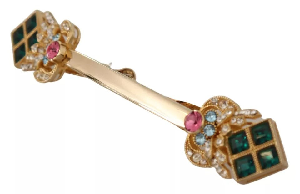 Dolce & Gabbana Gold-plated 925 Sterling Silver Crystal Necklace Stop Brooch-6