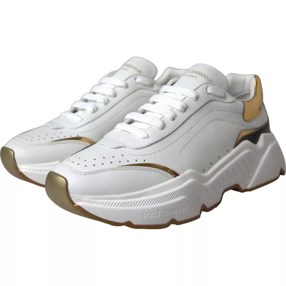 Dolce & Gabbana Weiß Gold DAYMASTER Leder Turnschuhe Männer Schuhe-2