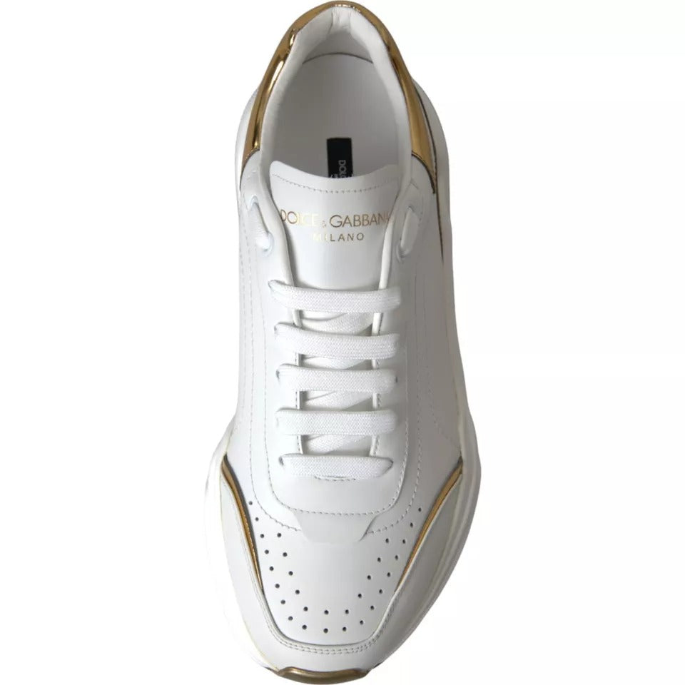 Dolce & Gabbana Weiß Gold DAYMASTER Leder Turnschuhe Männer Schuhe-4