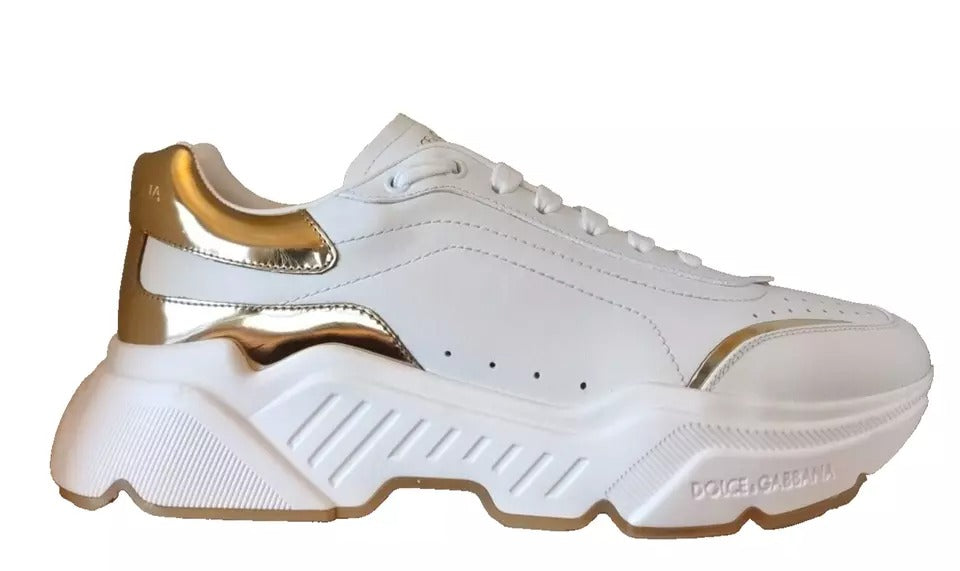 Dolce & Gabbana Weiß Gold DAYMASTER Leder Turnschuhe Männer Schuhe-5