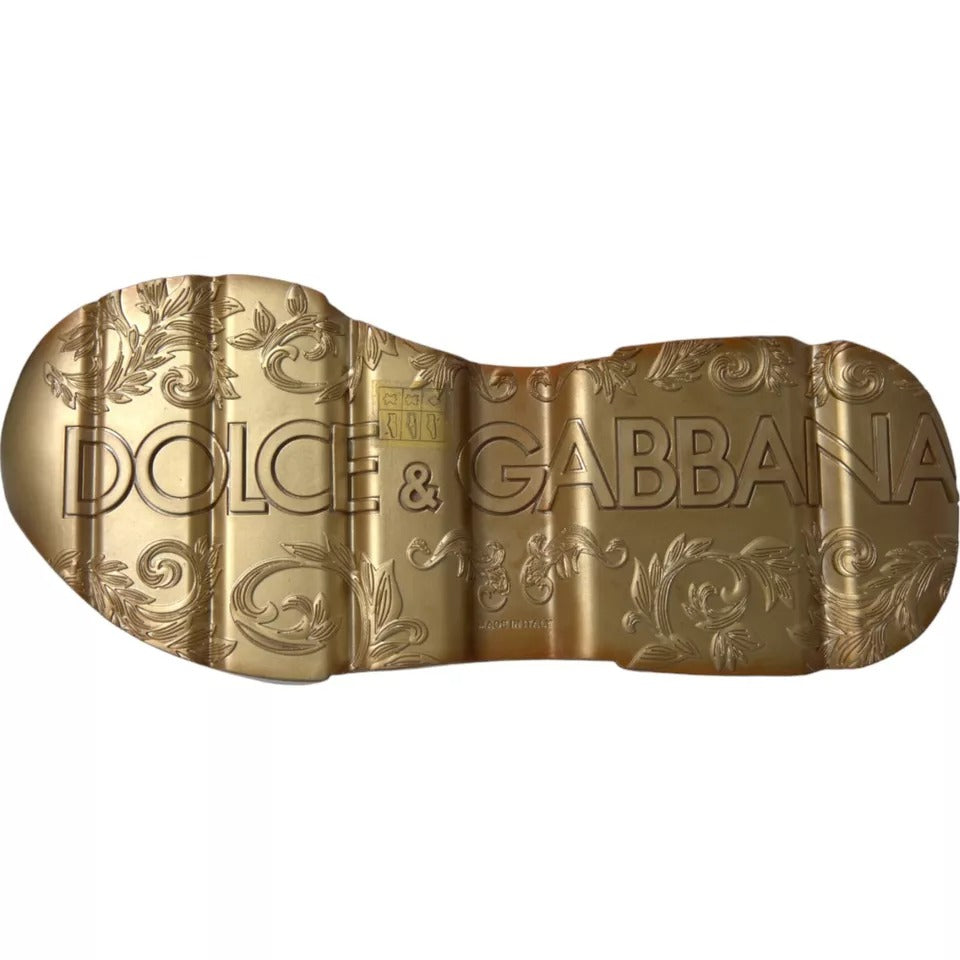 Dolce & Gabbana Weiß Gold DAYMASTER Leder Turnschuhe Männer Schuhe-6