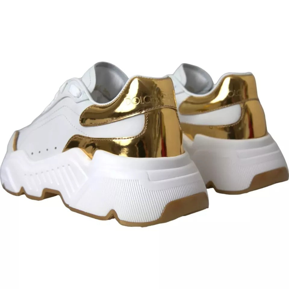 Dolce & Gabbana Weiß Gold DAYMASTER Leder Turnschuhe Männer Schuhe-7
