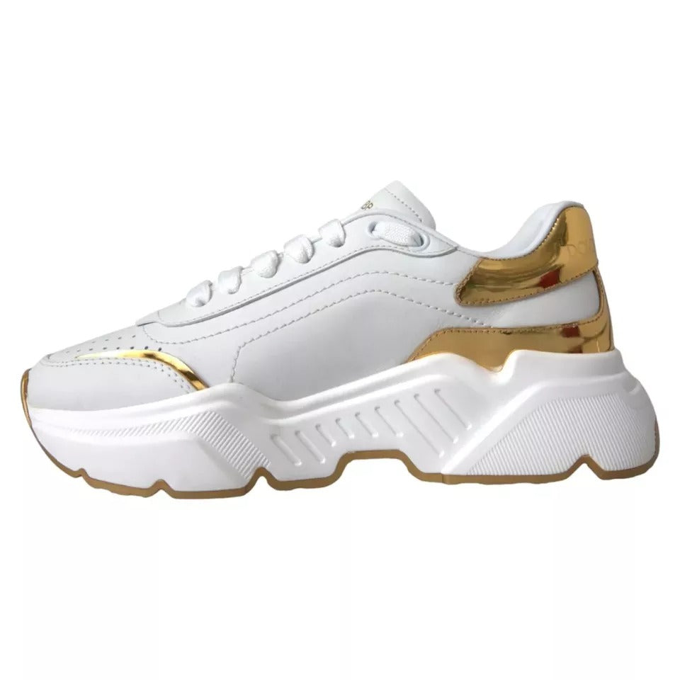 Dolce & Gabbana Weiß Gold DAYMASTER Leder Turnschuhe Männer Schuhe-8
