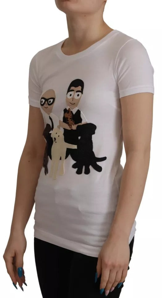 Dolce & Gabbana White #DGFamily Patch Top Cotton T-Shirt-2