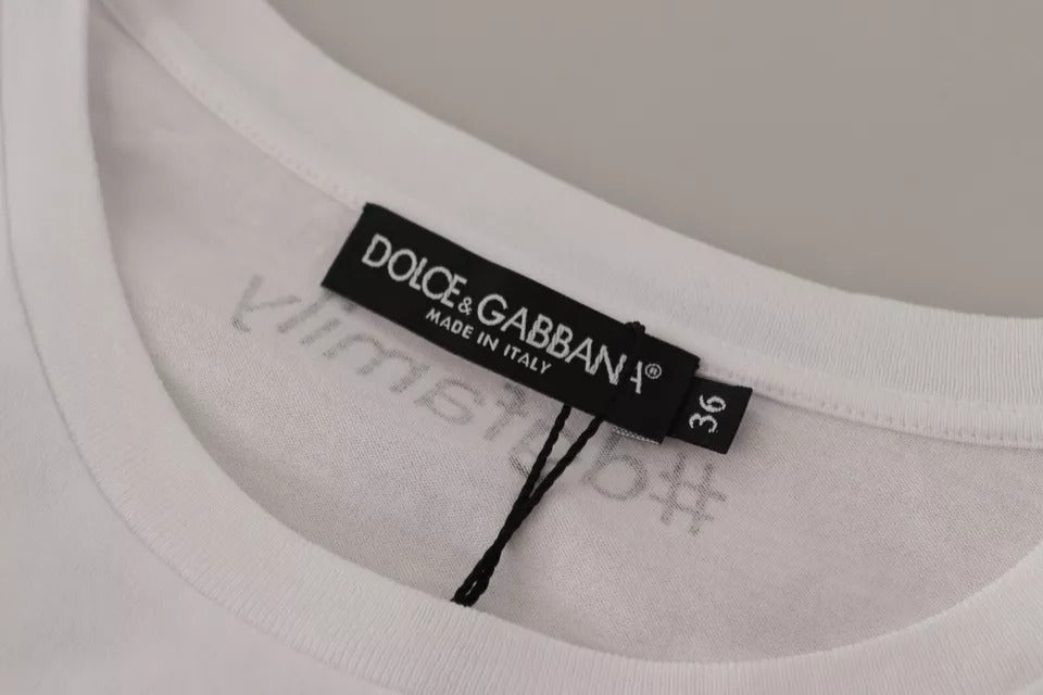 Dolce & Gabbana White #DGFamily Patch Top Cotton T-Shirt-8