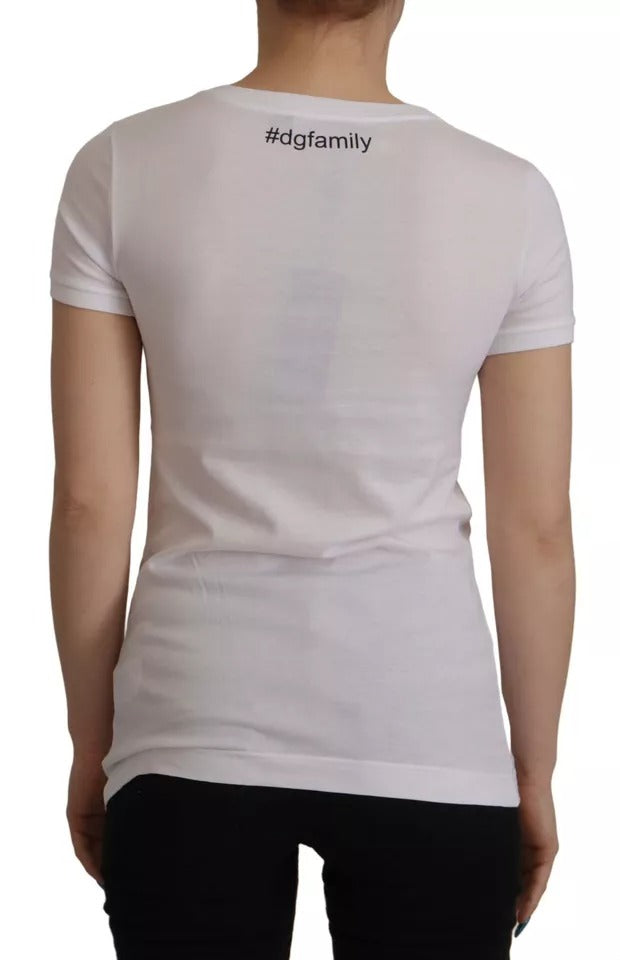 Dolce & Gabbana White #DGFamily Patch Top Cotton T-Shirt-3