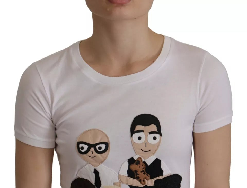 Dolce & Gabbana White #DGFamily Patch Top Cotton T-Shirt-5