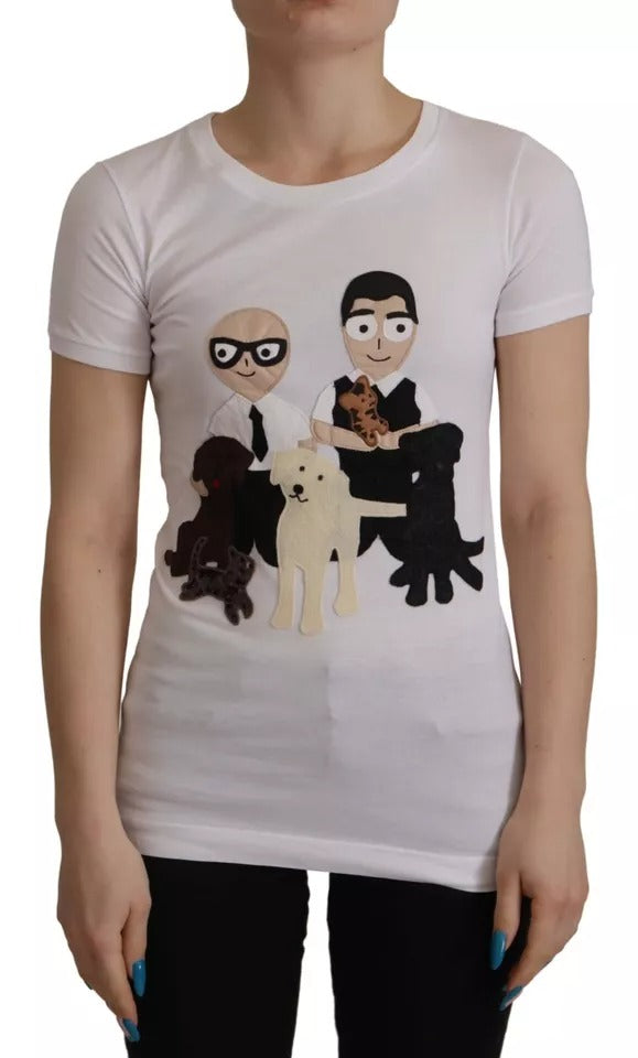 Dolce & Gabbana White #DGFamily Patch Top Cotton T-Shirt-4