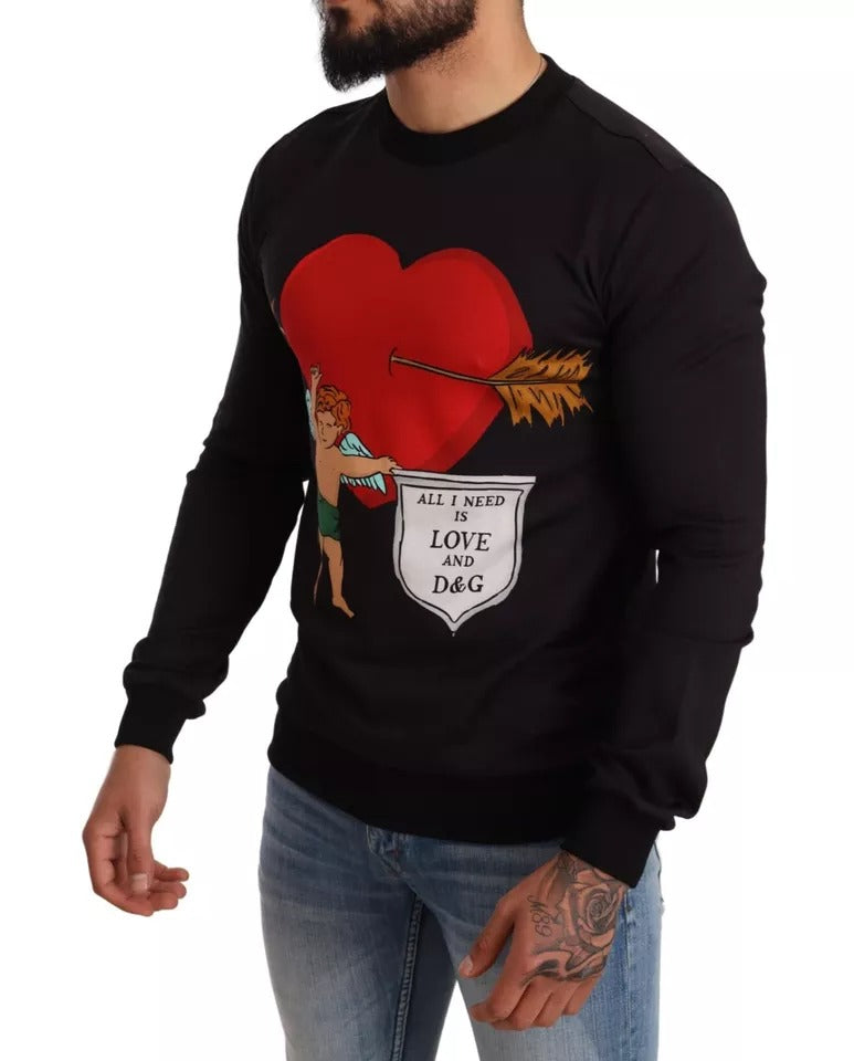 Dolce & Gabbana Black Cupid Print Hoodie Sweatshirt Pullover-5