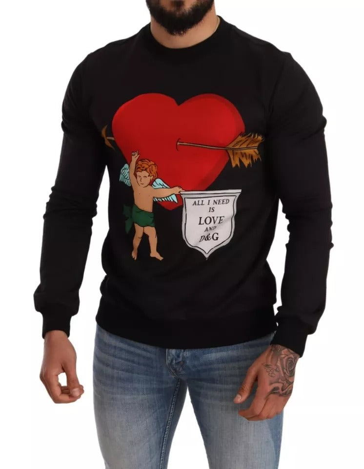Dolce & Gabbana Black Cupid Print Hoodie Sweatshirt Pullover-6