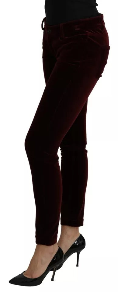 Dolce & Gabbana Bordeaux Velvet Stretch Slim Fit Trousers-3
