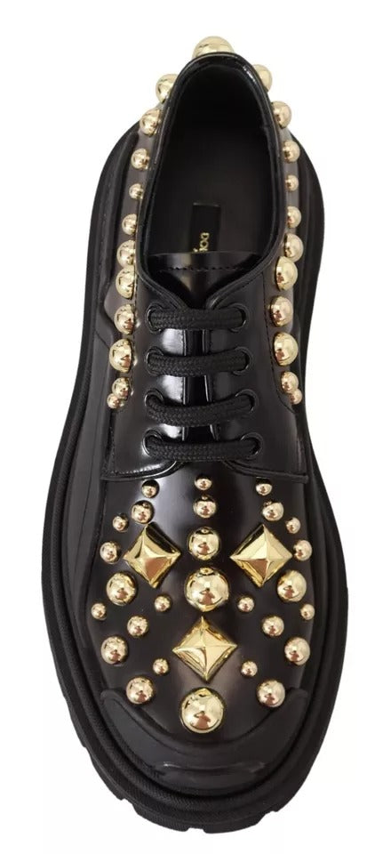 Zapatos Derby de trekking de cuero negro con adornos de Dolce & Gabbana-2