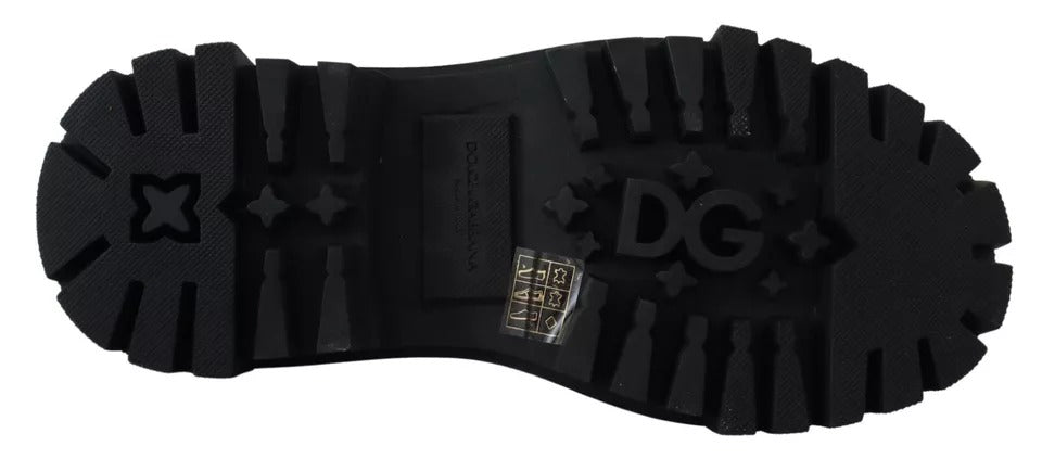 Zapatos Derby de trekking de cuero negro con adornos de Dolce & Gabbana-4