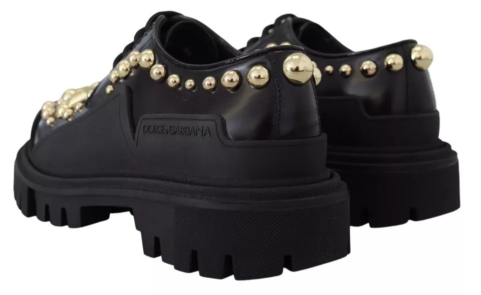 Zapatos Derby de trekking de cuero negro con adornos de Dolce & Gabbana-6