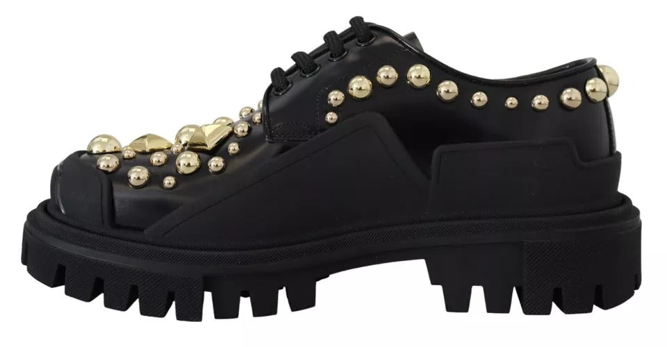 Zapatos Derby de trekking de cuero negro con adornos de Dolce & Gabbana-8