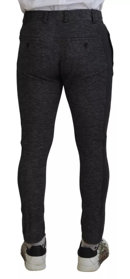 Pantalones ajustados de viscosa con estampado chevron gris de Dolce & Gabbana-3