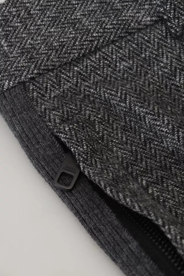 Pantalones ajustados de viscosa con estampado chevron gris de Dolce & Gabbana-6