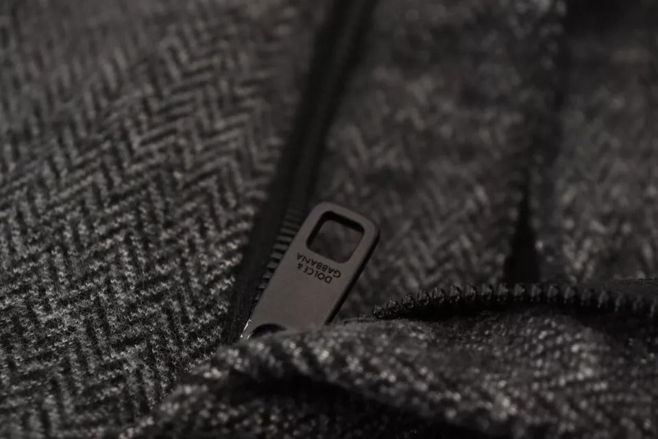 Pantalones ajustados de viscosa con estampado chevron gris de Dolce & Gabbana-7