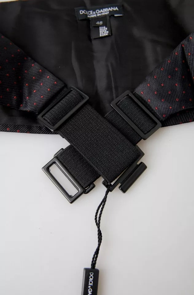 Dolce & Gabbana black silk cummerbund tuxedo belt with polka dot waist-5