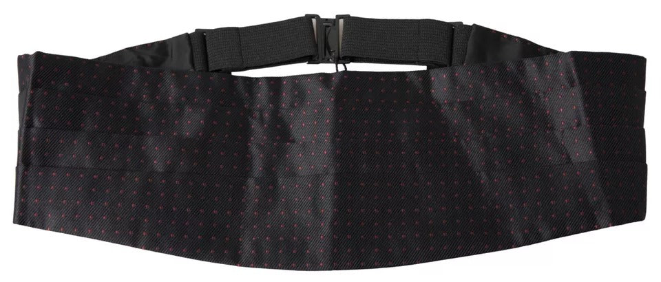 Dolce & Gabbana black silk cummerbund tuxedo belt with polka dot waist-2