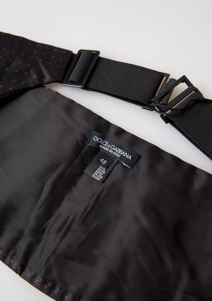 Dolce & Gabbana black silk cummerbund tuxedo belt with polka dot waist-3