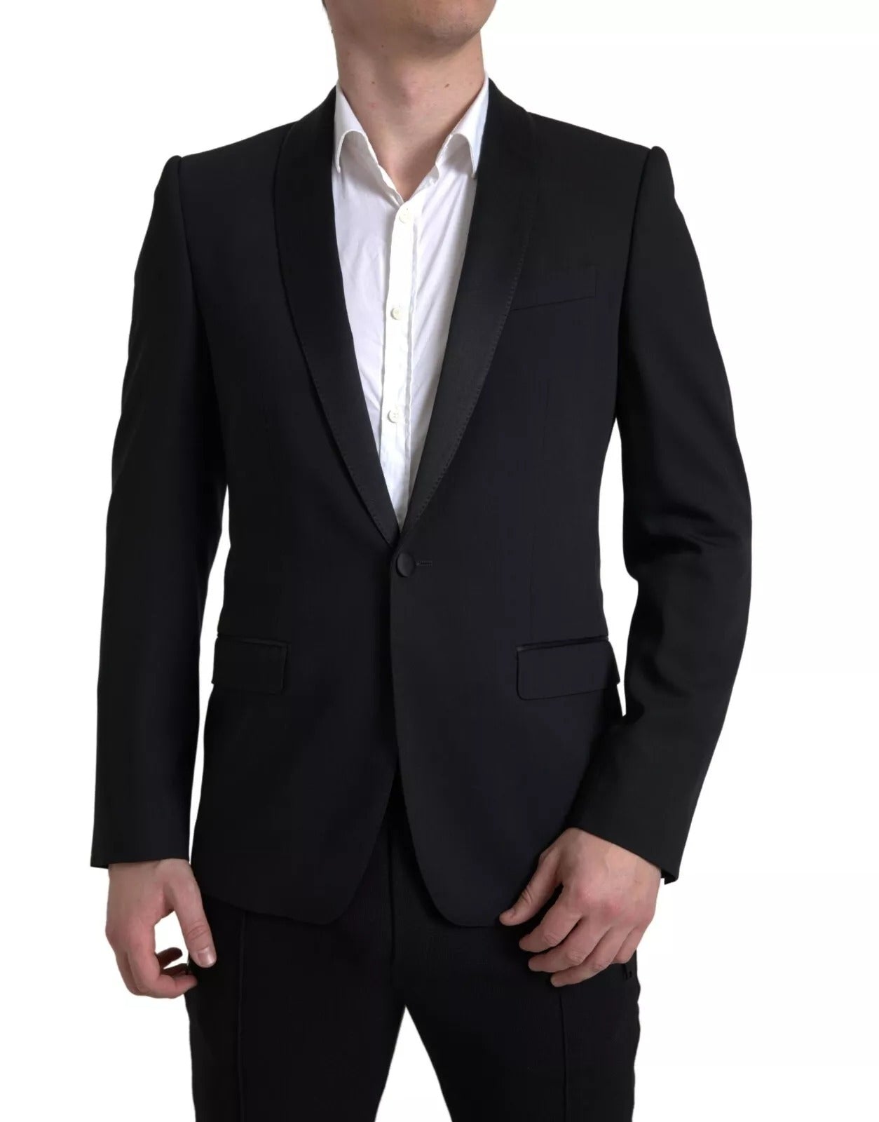 Blazer de lana negro de botonadura sencilla de Dolce & Gabbana MARTINI Ropa-1