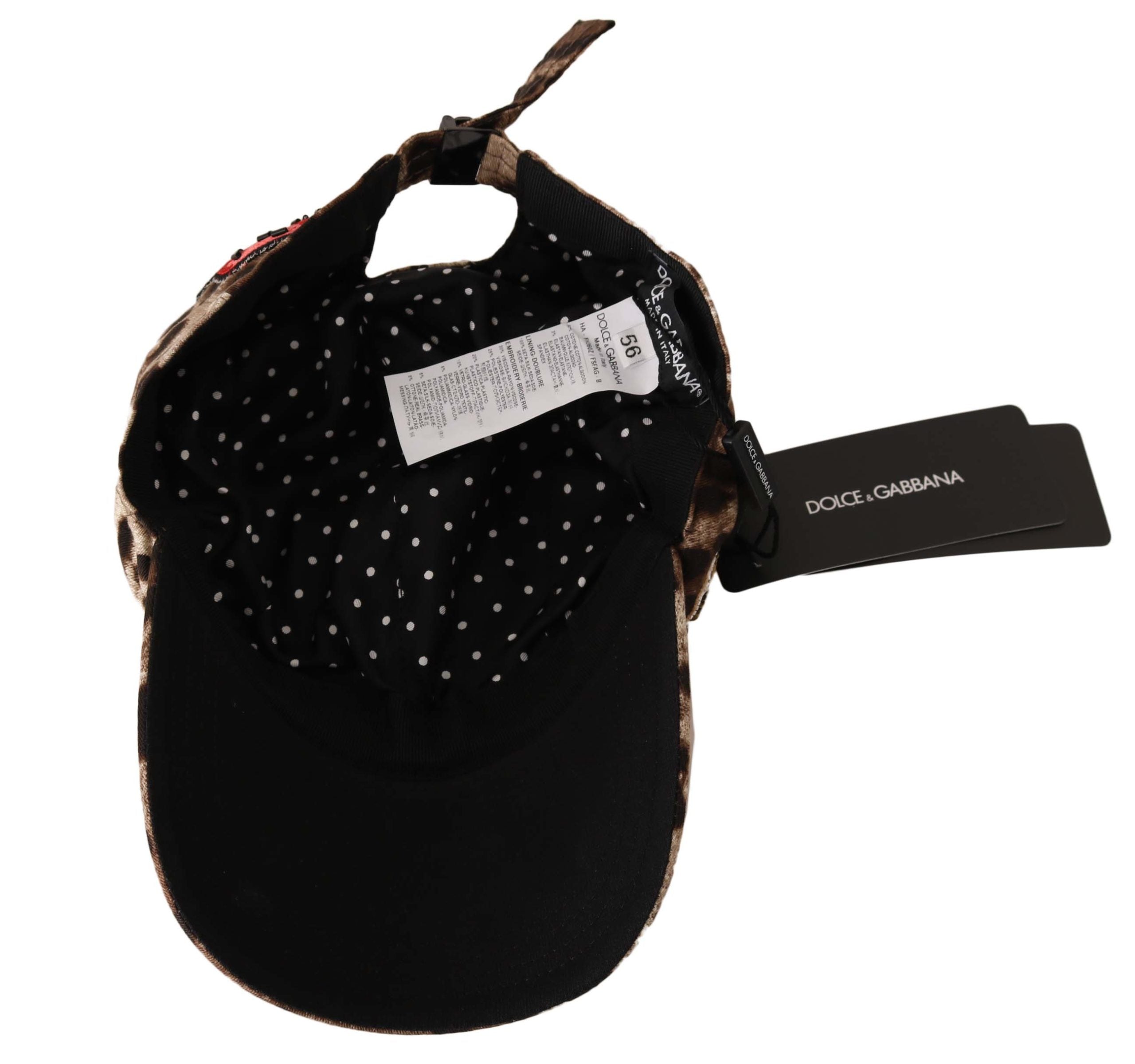 Dolce & Gabbana Brown Leopard Sequin Sicily Applique Baseball Cap-5