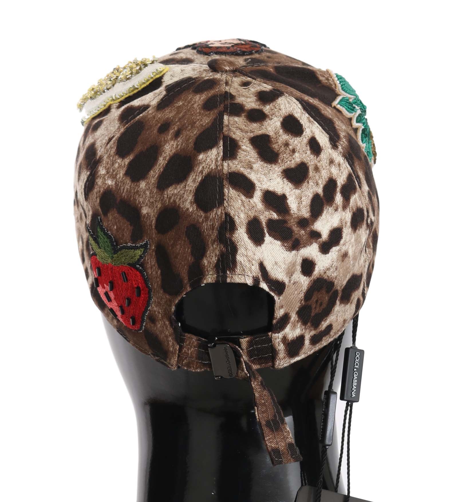 Dolce & Gabbana Brown Leopard Sequin Sicily Applique Baseball Cap-3