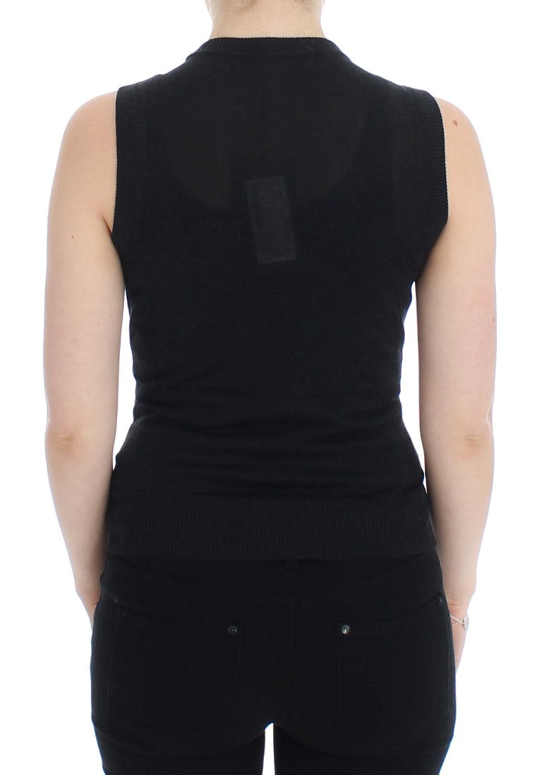 Dolce & Gabbana Black sleeveless vest with round neck pullover-3