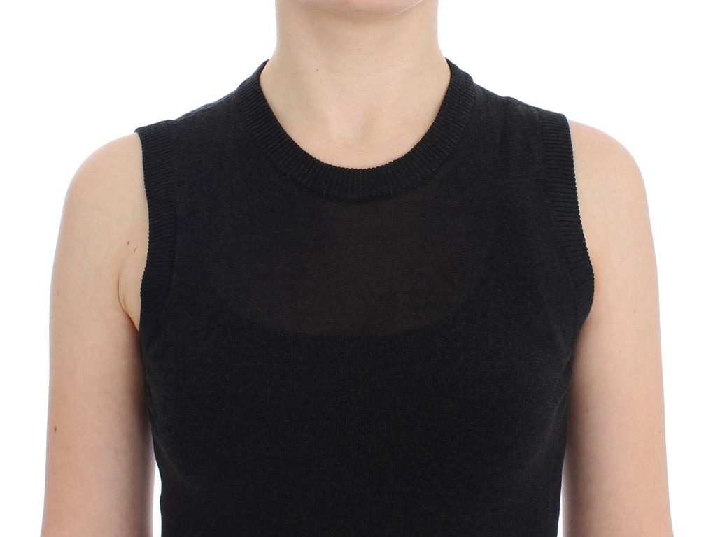 Dolce & Gabbana Black sleeveless vest with round neck pullover-5
