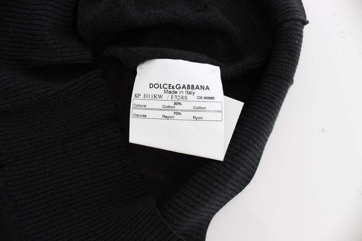 Dolce & Gabbana Black sleeveless vest with round neck pullover-7