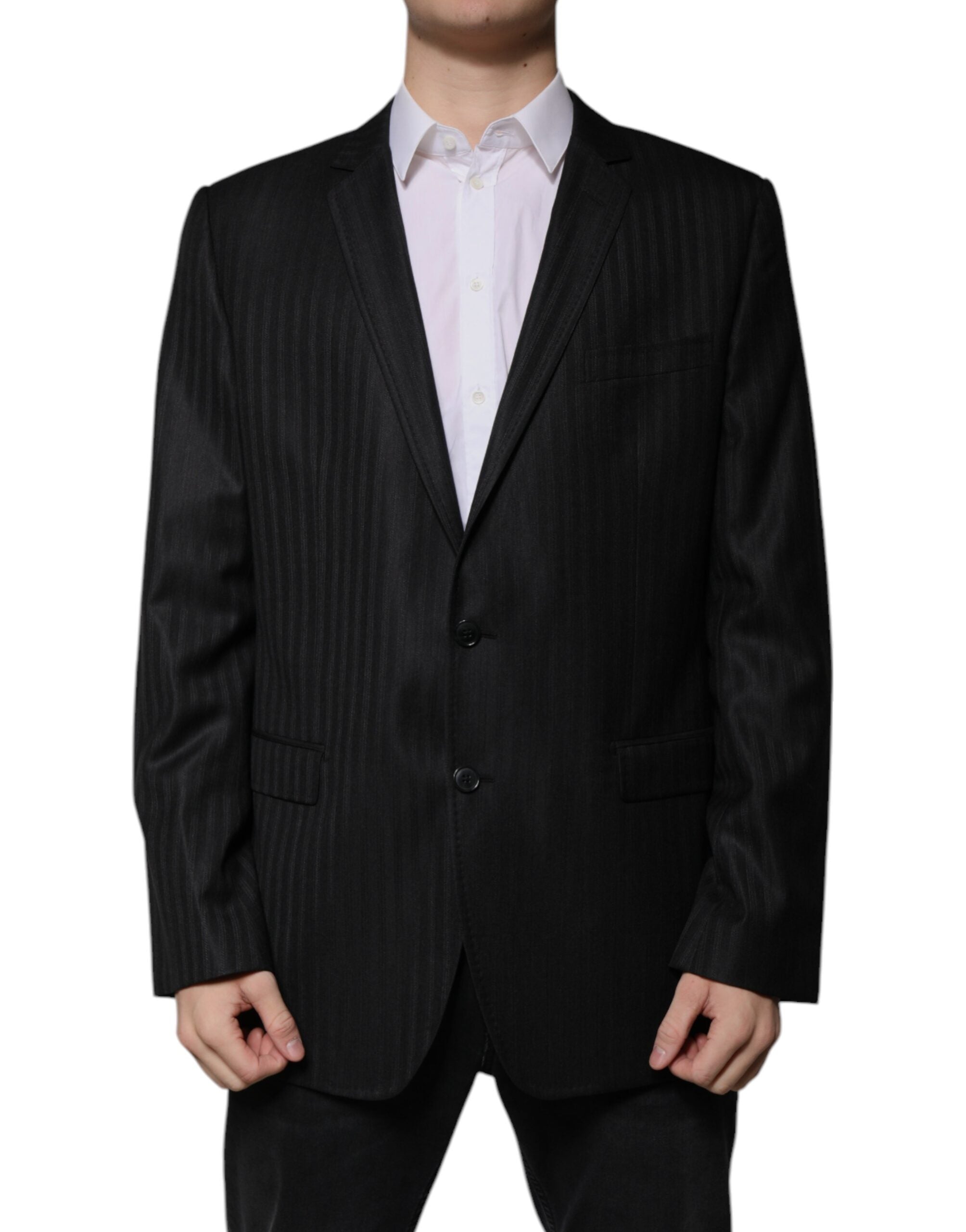 Dolce & Gabbana black striped single-breasted wool blazer-2