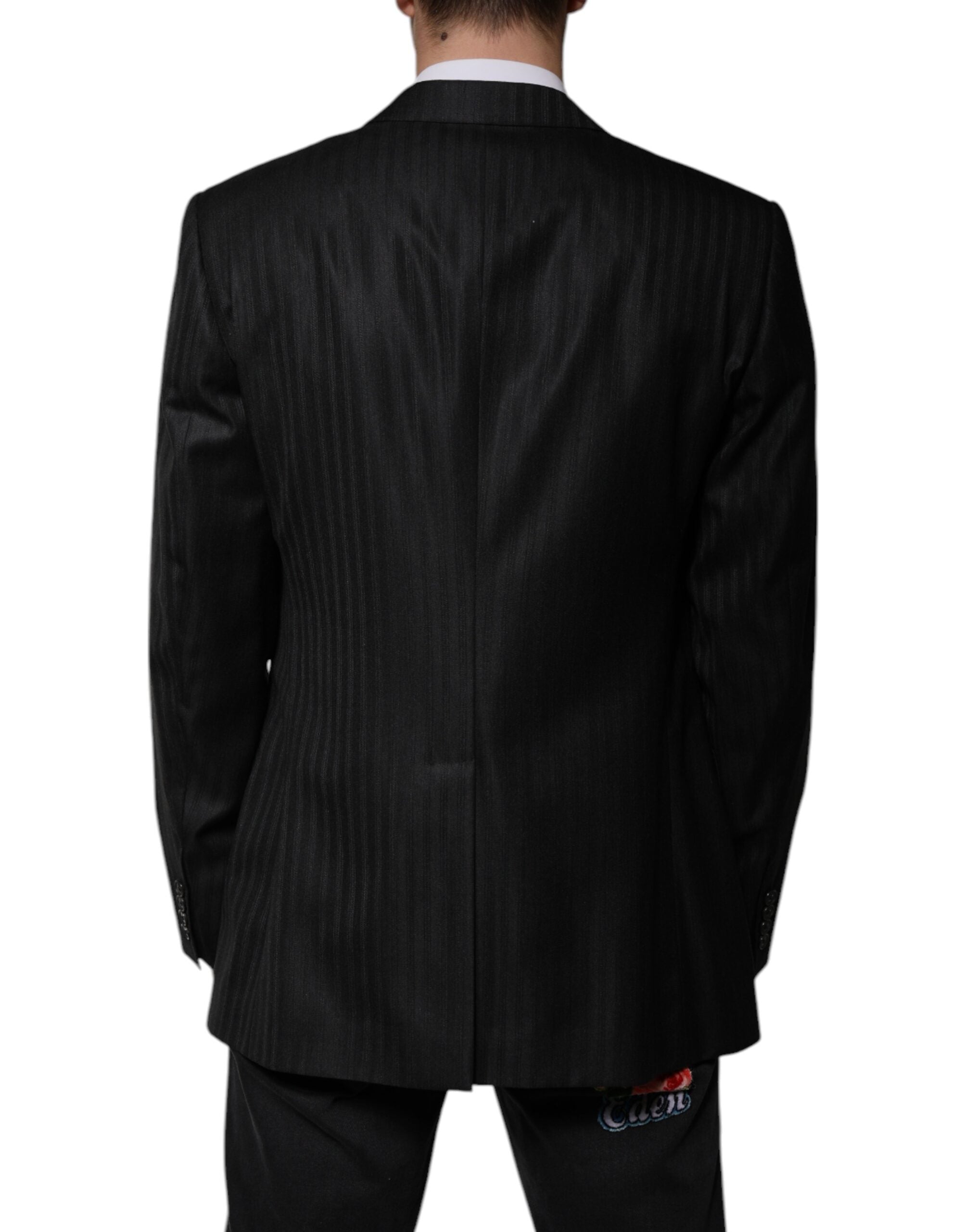 Dolce & Gabbana black striped single-breasted wool blazer-4
